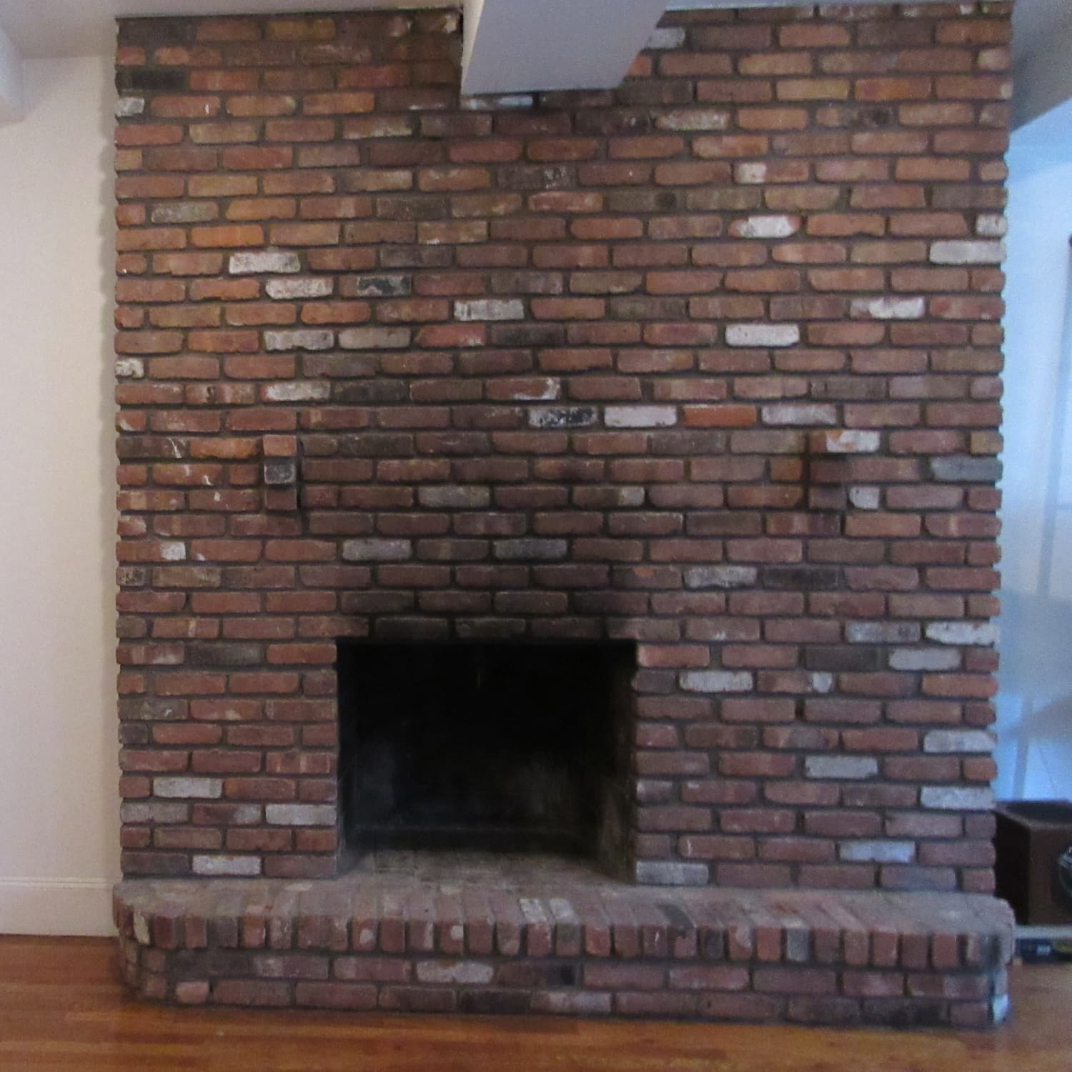 Brick store wall fireplace